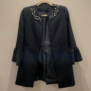 Black pearl embellished Zara pea coat